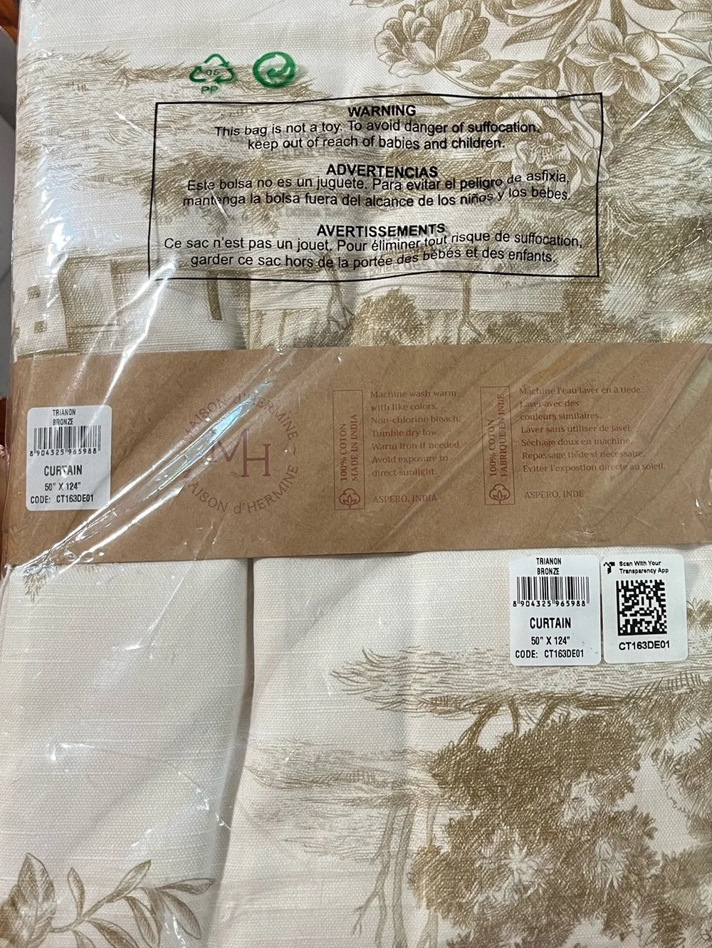 NWT Size 50x124” Maison d’Hermine French Inspired Bronze Trianon Curtains